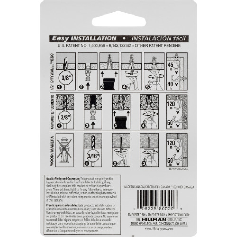 Hillman 122408 Versa Ceiling Hook, Brass, 1/PK - 3