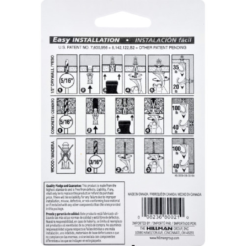 Hillman 122409 Versa Ceiling Hook, Brass, 75 lb Working Load, 2/PK - 3