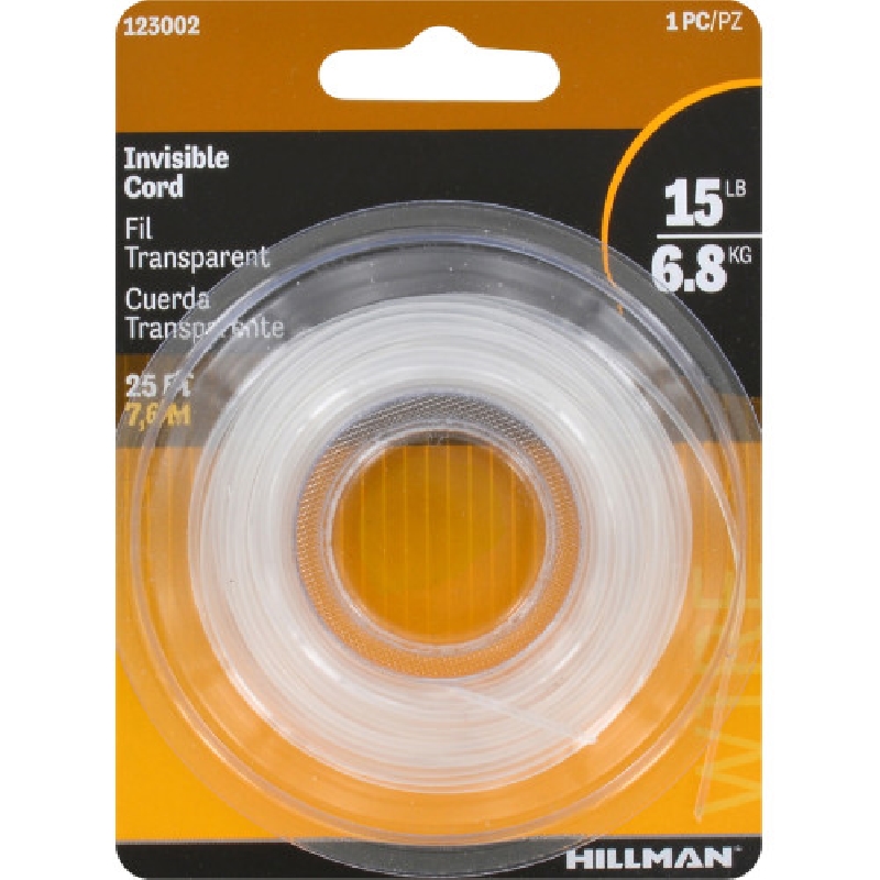 Hillman 123002 Invisible Hobby Wire, 25 ft L, Nylon, Clear, 15 lb - 2