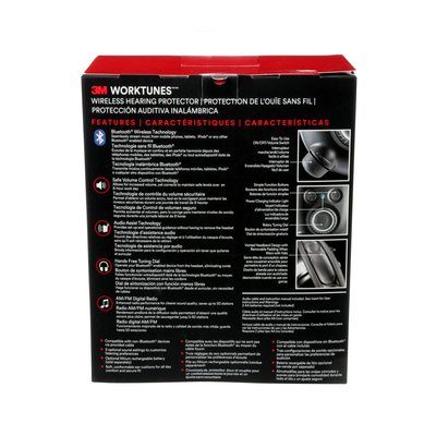 3M Worktunes 7100097024 Wireless Hearing Protector, 24 dB NRR, AM/FM Radio Band, Black/Silver - 3