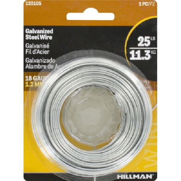 Hillman 123105 Hobby Wire, 110 ft L, Galvanized, #18, 25 lb - 2