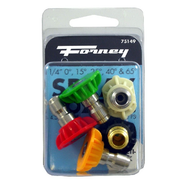 Forney 75149 Soap Nozzle, 0, 15, 25, 40, 65 deg Angle, 1/4 in Nozzle, 4.5 mm Orifice, Stainless Steel - 3