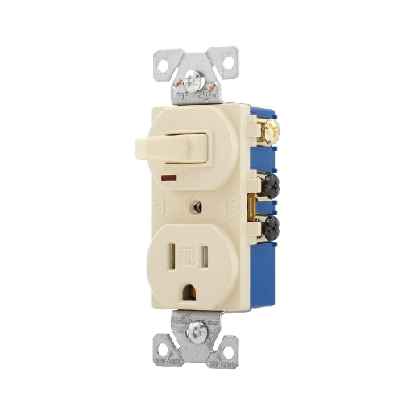 Eaton TR274V Combination Switch, 1-Pole, 15 A, 120/125 V, NEMA: NEMA 5-15R, Ivory - 3