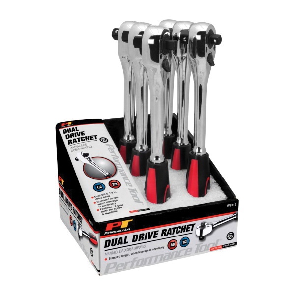 Performance Tool W9112 Dual Drive Ratchet, 3/8, 1/2 in Drive - 2