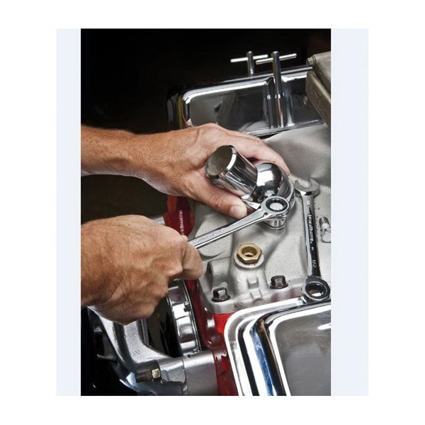 GearWrench 9119 Ratchet Combination Wrench, Metric, 19 mm Head, 9.764 in L, 12-Point, Alloy Steel, Full Polished Chrome - 3