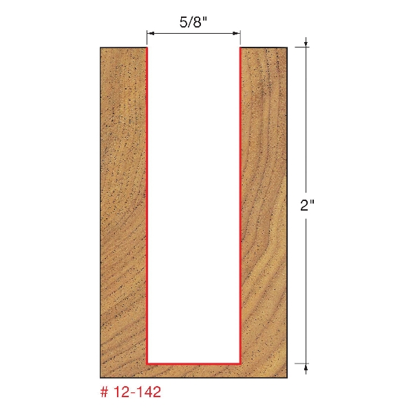 Freud 12-142 Router Bit, 5/8 in Dia Cutter, 2 in L Cutting, 4 in OAL, 1/2 in Dia Shank, 2-Cutter, Tico - 2