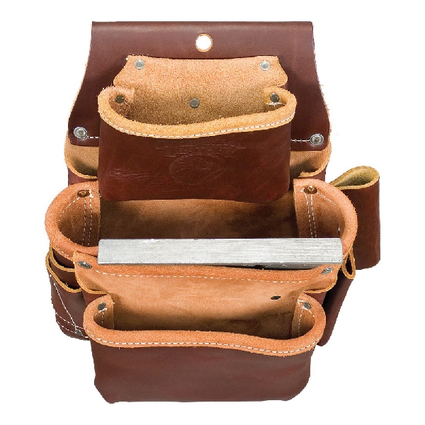 Occidental Leather 5060 Three Pouch Bag, 9 in W, 8 in D, 9-Pocket, Leather - 3