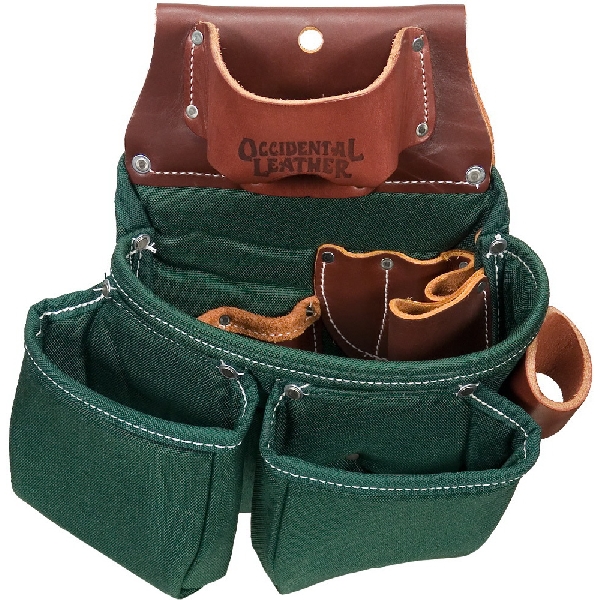 Occidental Leather 8018DB Three Pouch Tool Bag, 9 in W, 8 in D, 10-Pocket, Leather/Nylon - 3