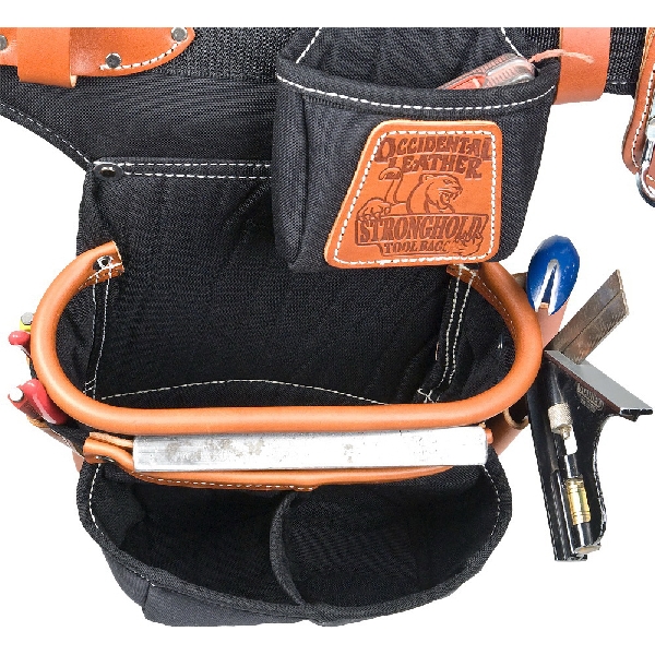 Occidental Leather 9850 Tool Bag Set, 10 in W, 10 in D, 24-Pocket, Leather/Neoprene/Nylon, Black - 2