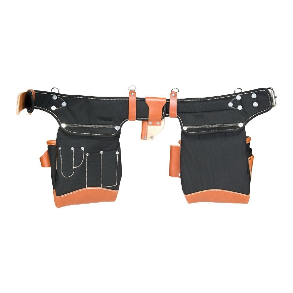 Occidental Leather 9850 Tool Bag Set, 10 in W, 10 in D, 24-Pocket, Leather/Neoprene/Nylon, Black - 4
