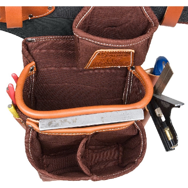 Occidental Leather 9855 Tool Bag Set, 10 in W, 10 in D, 24-Pocket, Leather/Neoprene/Nylon, Cafe - 2