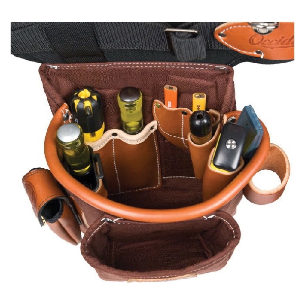 Occidental Leather 9855 Tool Bag Set, 10 in W, 10 in D, 24-Pocket, Leather/Neoprene/Nylon, Cafe - 3