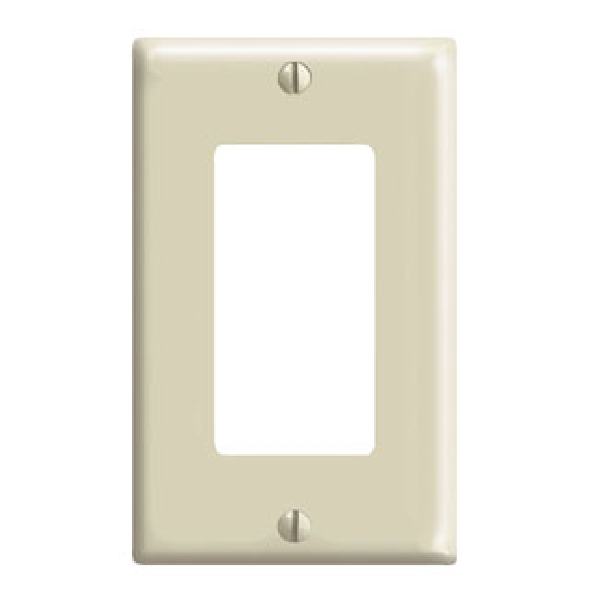 Leviton 80401-I Wallplate, 4-1/2 in L, 2-3/4 in W, 1-Gang, Thermoset Plastic, Ivory, Smooth - 1