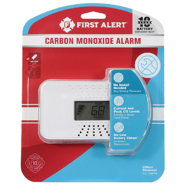 First Alert 1039753 Carbon Monoxide Alarm with Temperature, Digital Display, 85 dB, Alarm: Audible, White - 5