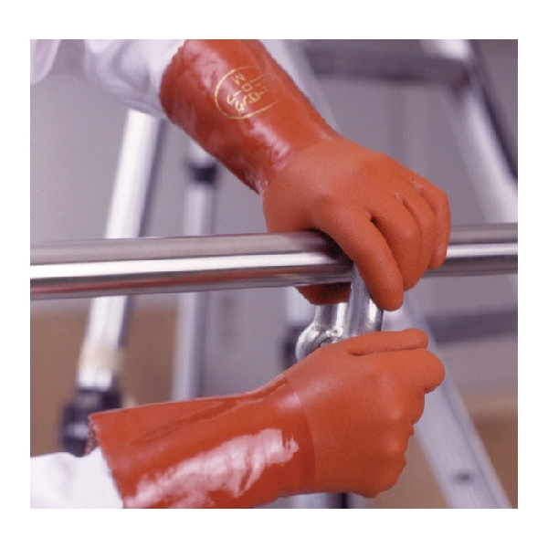 Atlas 620M Work Gloves, M, 12 in L, Long Cuff, PVC, Orange - 2