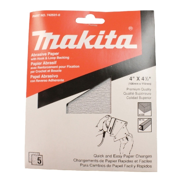 Makita 742531-0 Abrasive Sheet, 4 in W, 4-1/2 in L, 150 Grit, Aluminum Oxide Abrasive, Paper Backing - 2