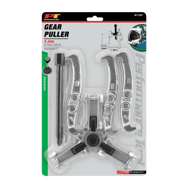 Performance Tool W136P Gear Puller, 4 in Max Grip W, 3-Arm, 3-1/2 in L Arm, Steel - 2