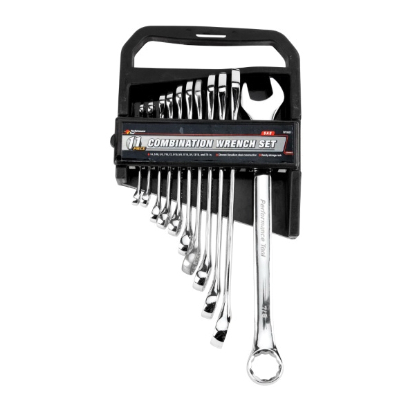 Performance Tool W1061 Wrench Set, 11-Piece, Chrome Vanadium Steel, Specifications: SAE Measurement - 2