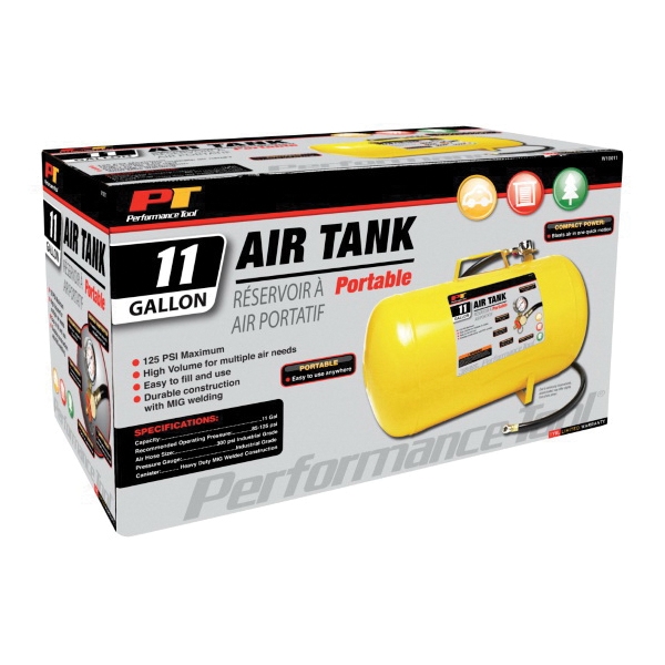 Performance Tool W10011 Air Tank, 11 gal Tank, 1/2 in Inlet, 1/4 in Outlet, 125 psi Pressure - 2