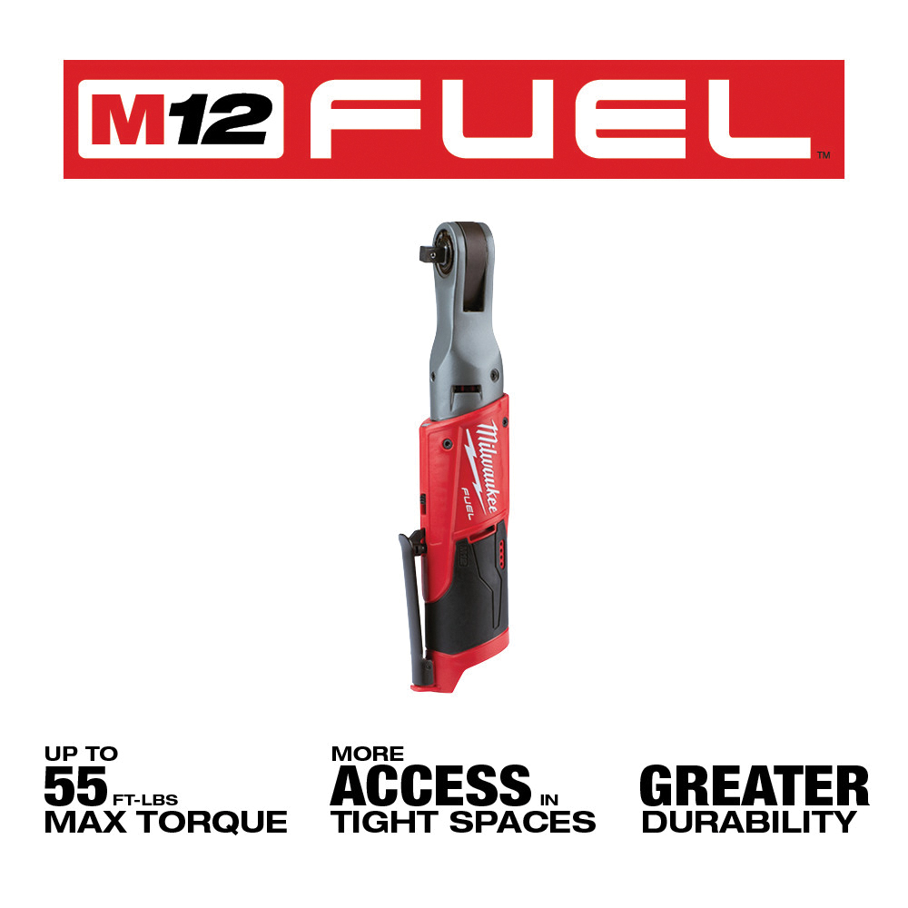 Milwaukee 2557-20 Ratchet, 3/8 in Drive, Square Drive, 55 ft-lb - 2