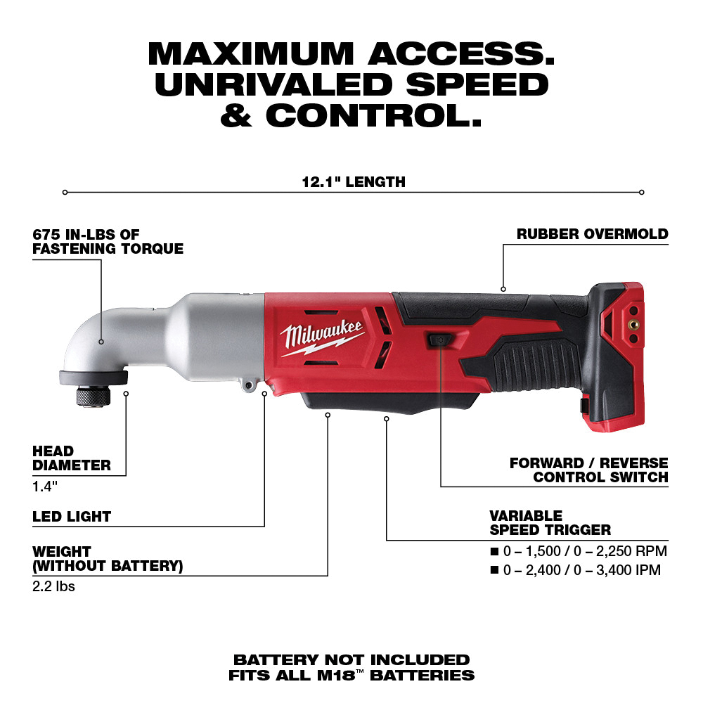 Milwaukee M18 2667-20 Impact Driver, Tool Only, 18 V, 1/4 in Drive, Hex Drive, 3400 ipm, 2250 rpm Speed - 2