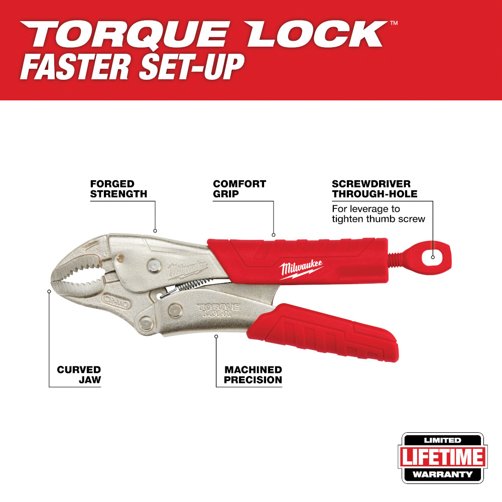 Milwaukee Torque Lock 48-22-3407 Locking Plier, 7 in OAL, Black/Red/Silver Handle, Comfort-Grip, Overmold Handle - 2
