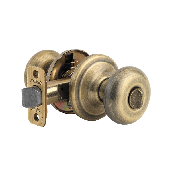 Kwikset Signature Series CP 730J 5 Privacy Lockset, 2-3/8 in Dia Knob, 2-5/8 in H x 2-5/8 in W Dimensions, Antique Brass - 2
