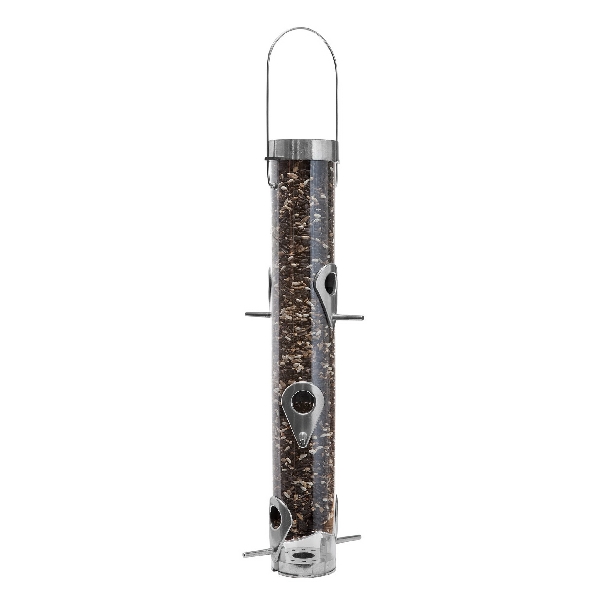 Droll Yankees A-6RP Bird Feeder, 20 in H, 1 lb, Polycarbonate/Stainless Steel, Silver, Hanging, Pole Mounting - 2