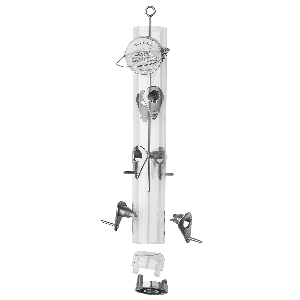 Droll Yankees A-6RP Bird Feeder, 20 in H, 1 lb, Polycarbonate/Stainless Steel, Silver, Hanging, Pole Mounting - 3