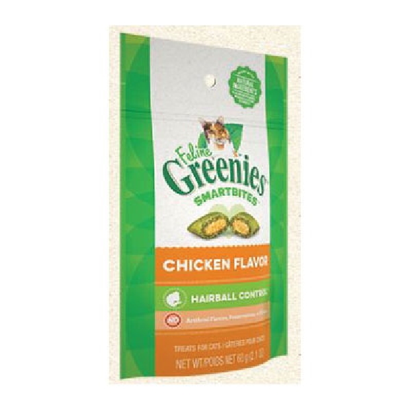 Greenies Feline SMARTBITES 10141 Cat Treat, Chicken Flavor, 2.1 oz - 2