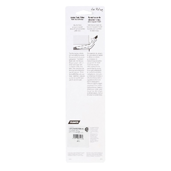 Camco USA 40003 Water Tank Filler with Shut-Off Valve, 3/4 in ID, 10-1/4 in L, Spigot, 60 psi Pressure, PVC - 3