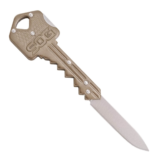 SOG KEY102-CP Key Knife, 1-1/2 in L Blade, 0.05 in W Blade, Steel Blade, Brass Handle - 4