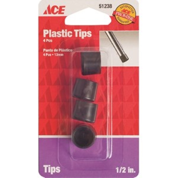 ACE 9111/ACE Furniture Leg Tip, Round, Plastic, Black, 1/2 in W - 2