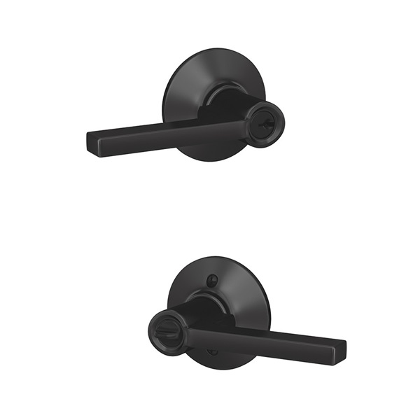 Schlage Latitude Series F51VLAT622 Entry Lever, Mechanical Lock, Matte Black, Metal, Residential, 2 Grade - 2
