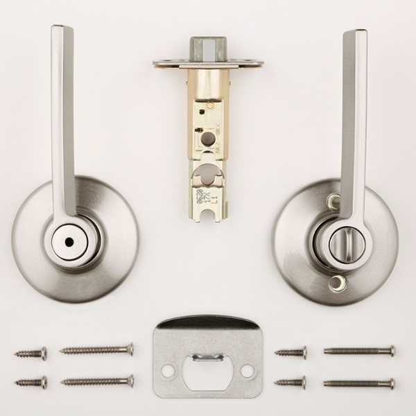 Kwikset 300LRL 15 CP V1 Privacy Lever, Satin Nickel, Zinc, Residential, Reversible Hand, 3 Grade - 2