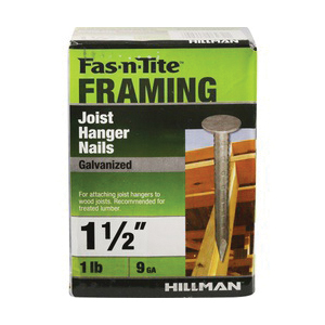 Fas-n-Tite 461485 Joist Hanger Nail, 4D Penny, 1-1/2 in L, Flat Head, 9 ga Gauge, Steel, Hot-Dipped Galvanized - 2