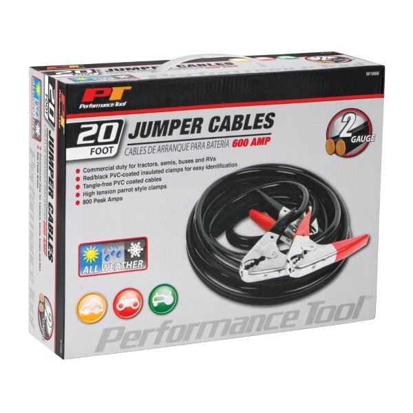 Performance Tool W1669 Jumper Cable, 2 ga Wire - 2