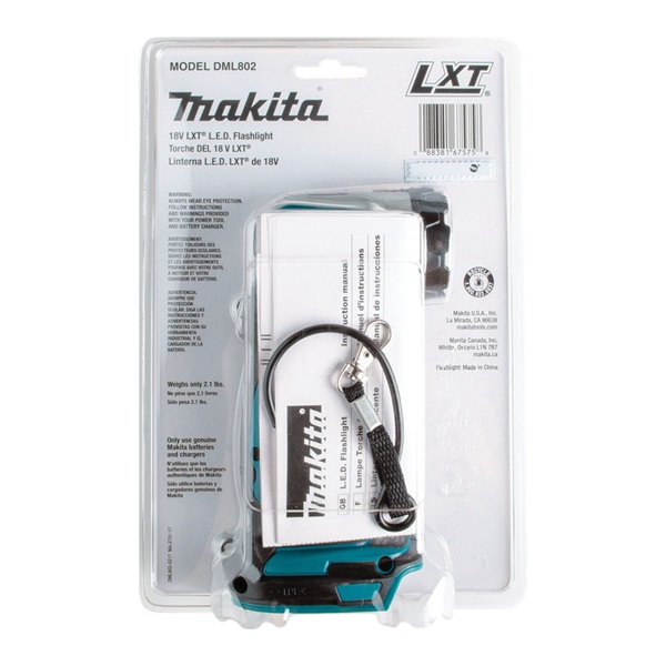 Makita DML802 Flashlight, 5 Ah, Lithium-Ion Battery, LED Lamp, 160 Lumens - 5