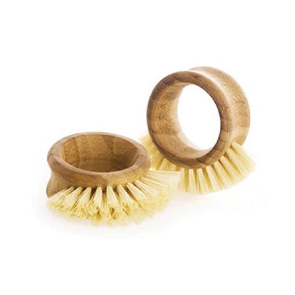 Full Circle FC09106 Ring Brush, Fiber/Plastic Bristle, 3.74 in L, Bamboo Handle - 2