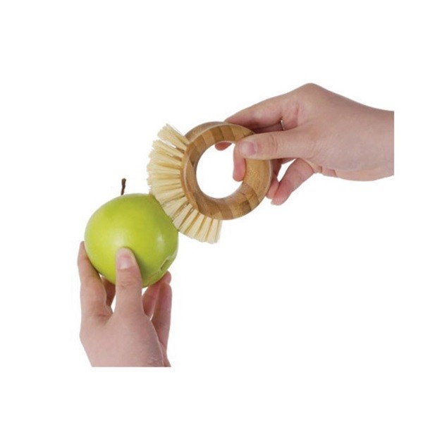 Full Circle FC09106 Ring Brush, Fiber/Plastic Bristle, 3.74 in L, Bamboo Handle - 3