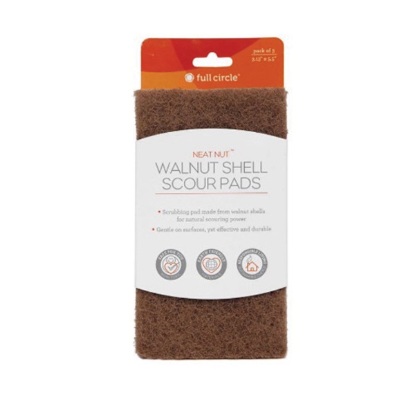 Full Circle FC13213 Scour Pad, Plastic/Walnut Shells Abrasive, 5-1/2 in L, 3-1/4 in W, Natural - 2