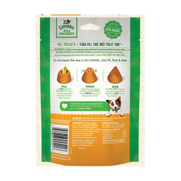 Greenies Pill Pockets 13948 Dog Treat, Capsule, Chicken Flavor, 7.9 oz Pack - 2