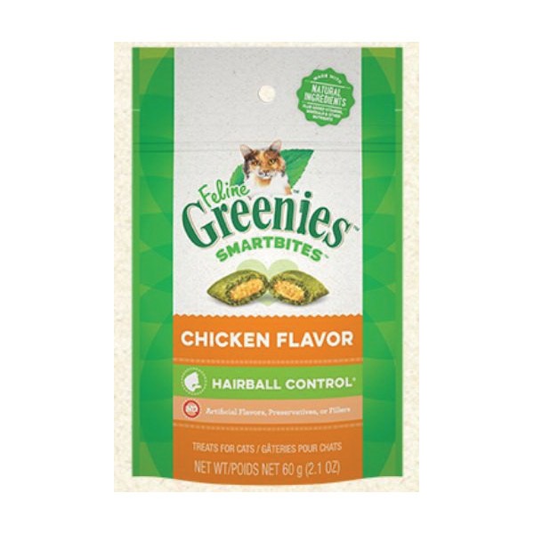 Feline Greenies SMARTBITES 10139 Cat Treat, Chicken Flavor, 2.1 oz - 2