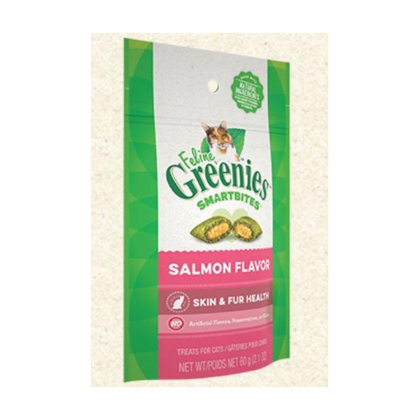 Feline Greenies SMARTBITES 10142 Cat Treat, Salmon Flavor, 2.1 oz - 2
