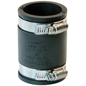 Fernco P1056-150 Flexible Coupling, 1-1/2 x 1-1/4 in, PVC, Black, SCH 40 Schedule, 4.3 psi Pressure - 1