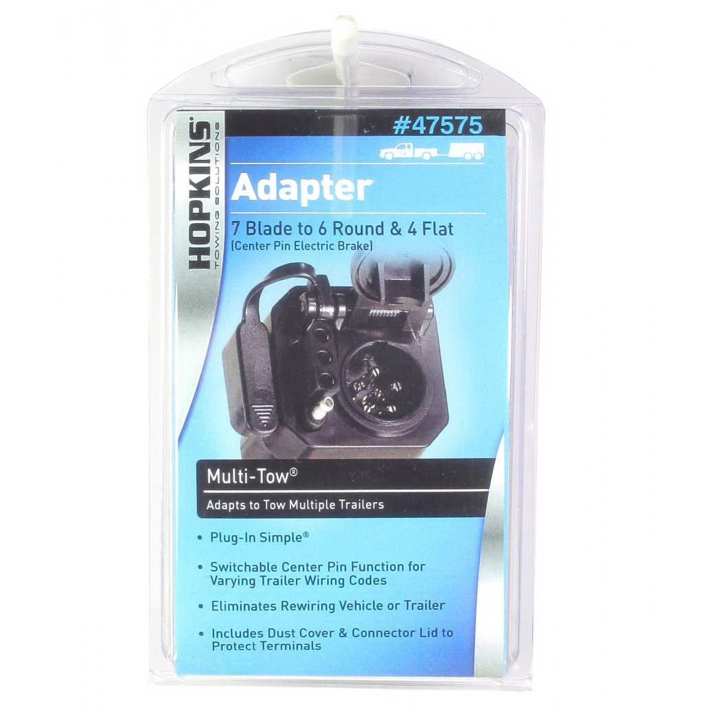 Hopkins 47575 Adapter, 6-Round, 6-Pole, Metal/Plastic Housing Material, Black - 2