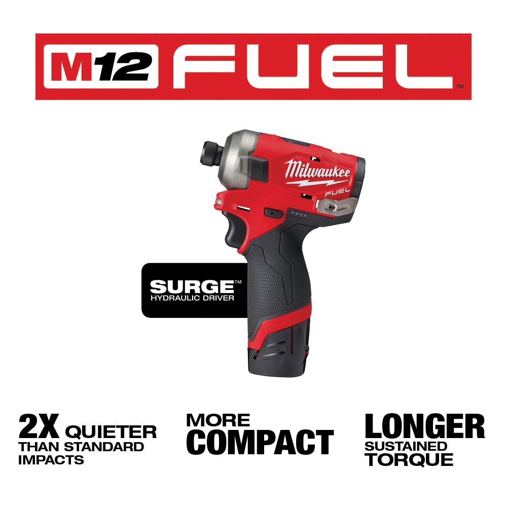 Milwaukee 2551-22 Hydraulic Driver Battery Kit, Battery Included, 12 V, 1/4 in Drive, Hex Drive, 3000 rpm Speed - 3