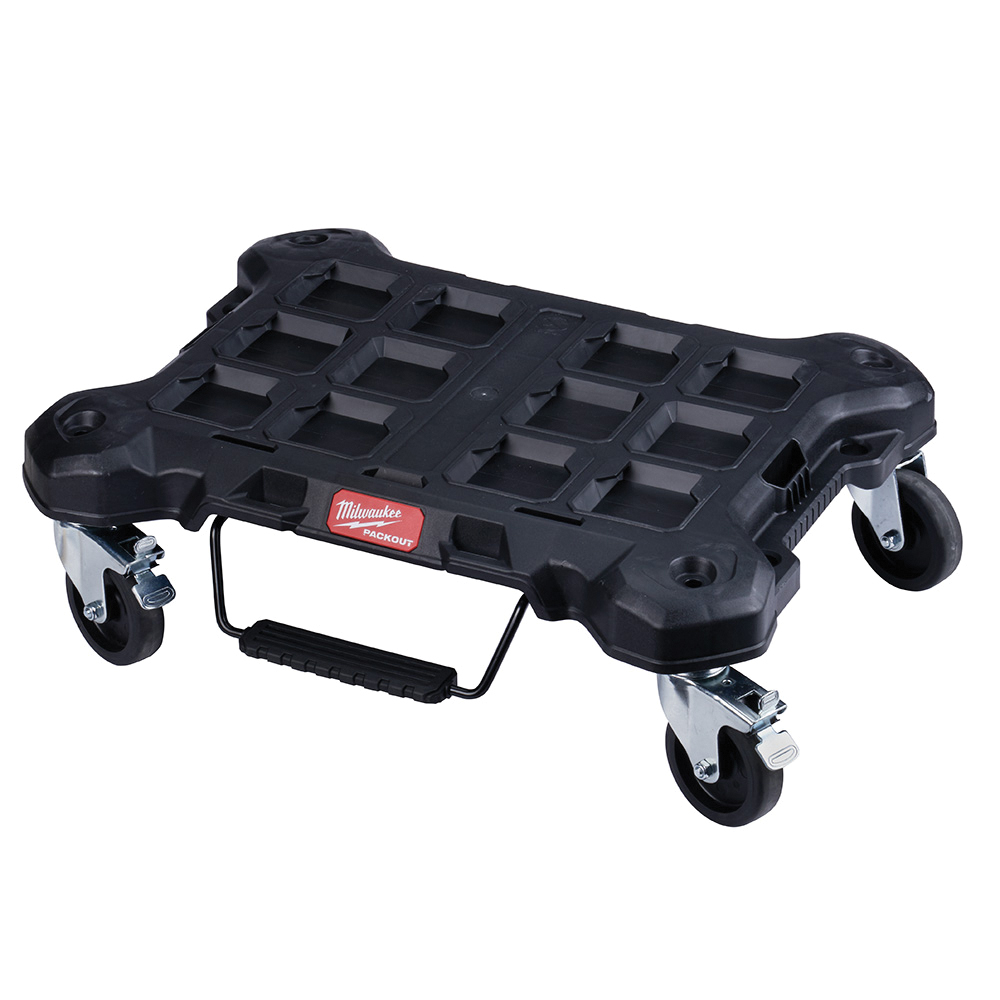 Milwaukee PACKOUT 48-22-8410 Dolly, 250 lb, 4-Wheel, Polymer, Black/Red, 24.4 in OAL, 18.8 in OAW, 7.6 in OAH