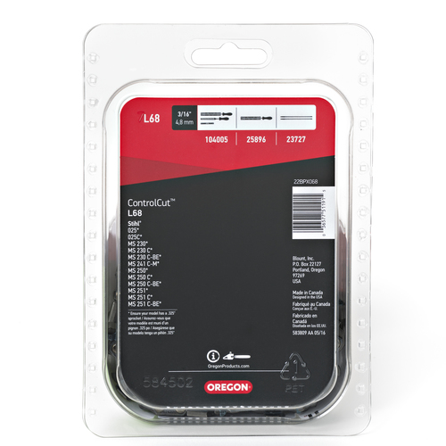Oregon ControlCut L68 Chainsaw Chain, 22BPX Chain, 18 in L Bar, 0.63 in Gauge, 0.325 in TPI/Pitch, 68-Link - 4
