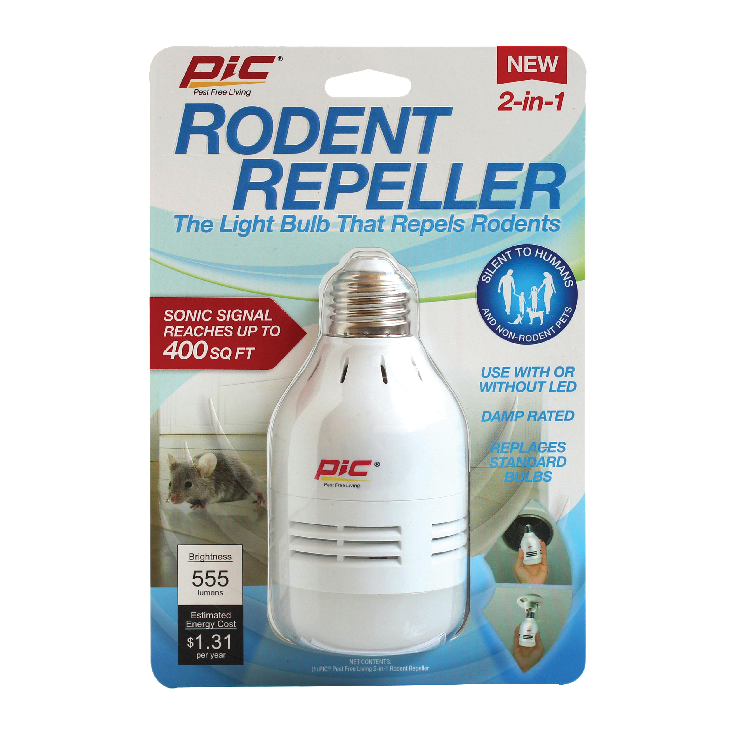 PIC LED-RR Rodent Repeller Bulb, 9 W, LED Lamp, 550 Lumens - 1